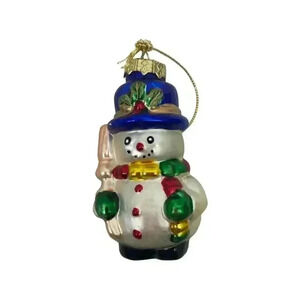 Snowman Glass Christmas Tree Ornament Winter Snow with Hat Scarf Gloves